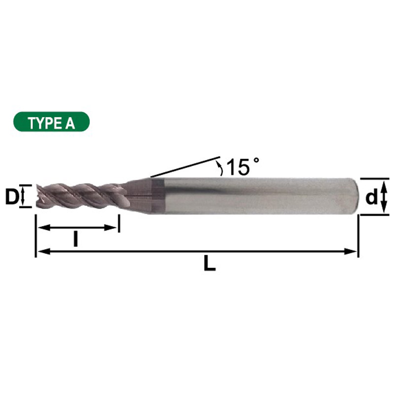 Model 2 PE3 (Flat End Mill),3 Flutes