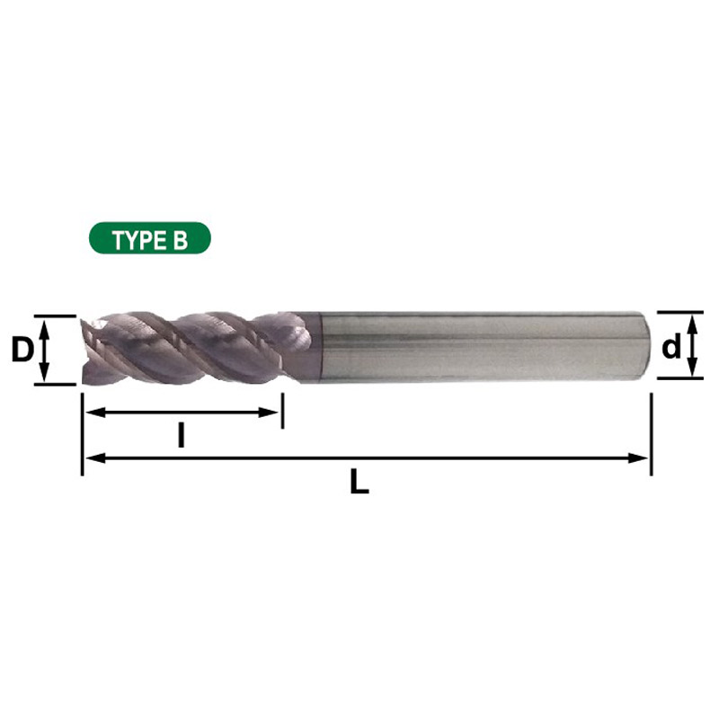 Model 2 PE3 (Flat End Mill),3 Flutes
